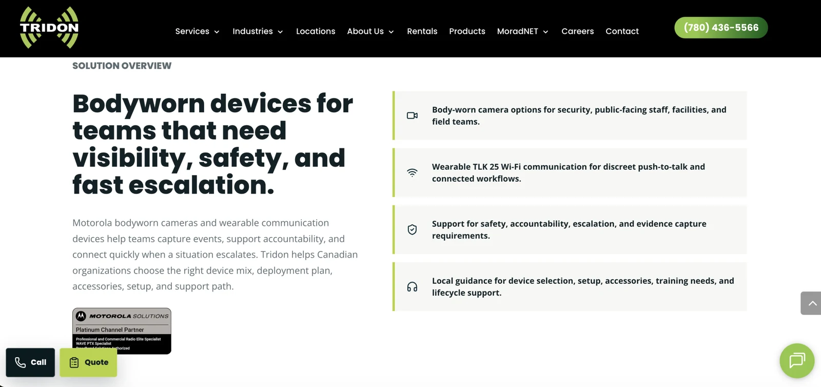 Development of Motorola Solutions Landing Pages for Tridon Communications - Material 3