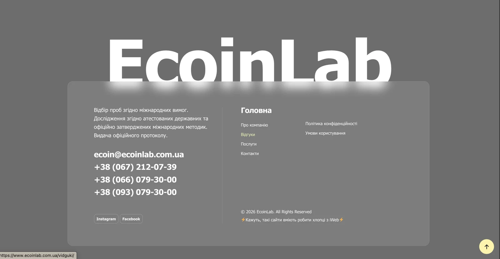 розробки сайту ecoinlab.com.ua — матеріал 6