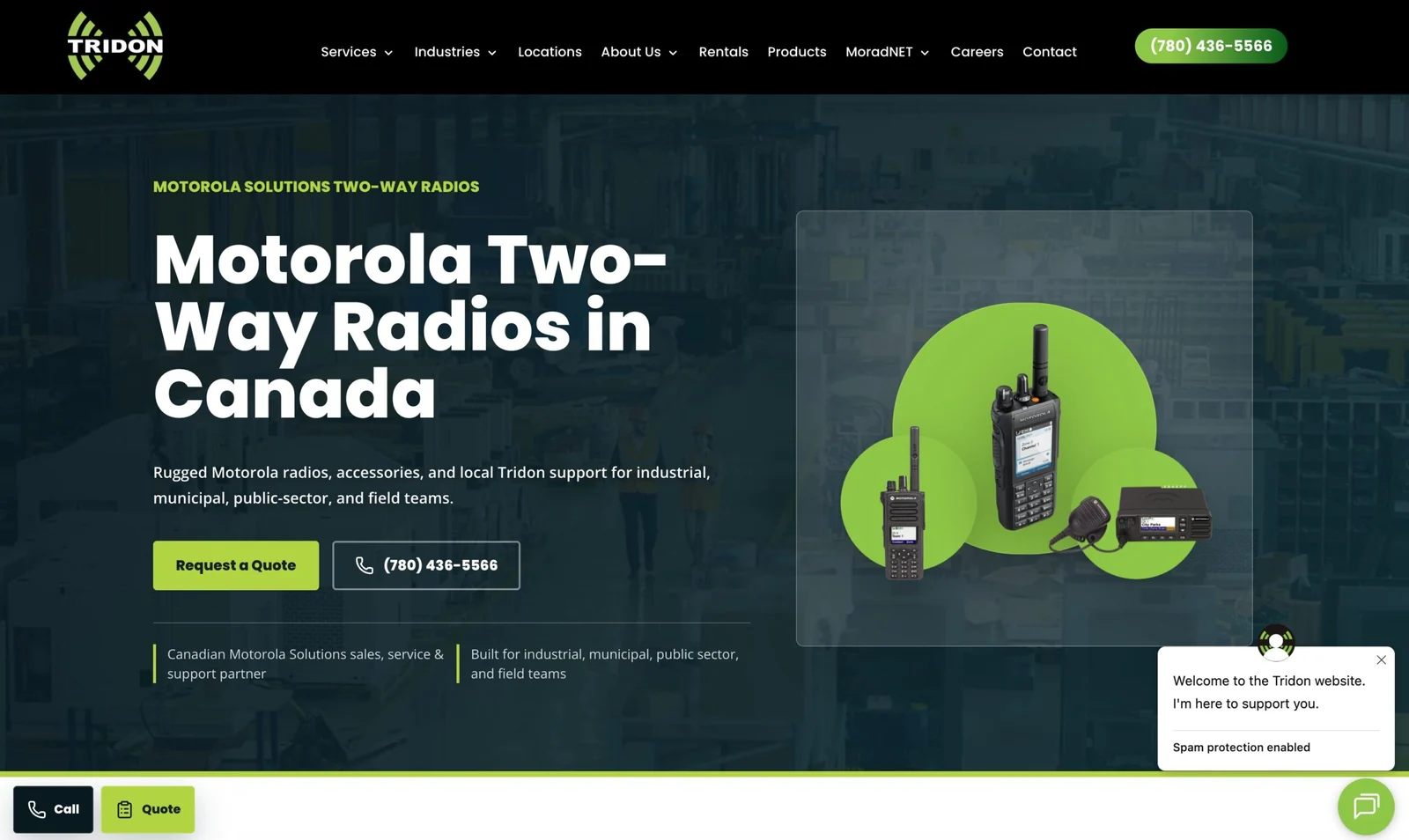 Розробка посадкових сторінок Motorola Solutions для Tridon Communications